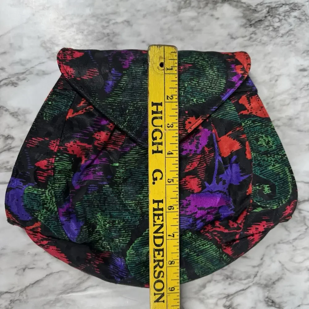 Vintage J. Renee Floral Clutch Crossbody Evening Bag Abstract Pleated Purse